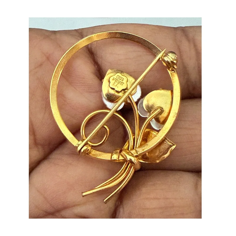 Creed Brooch Pin 1/20 12K‎ Gold Filled Mother of Pearl Leaf